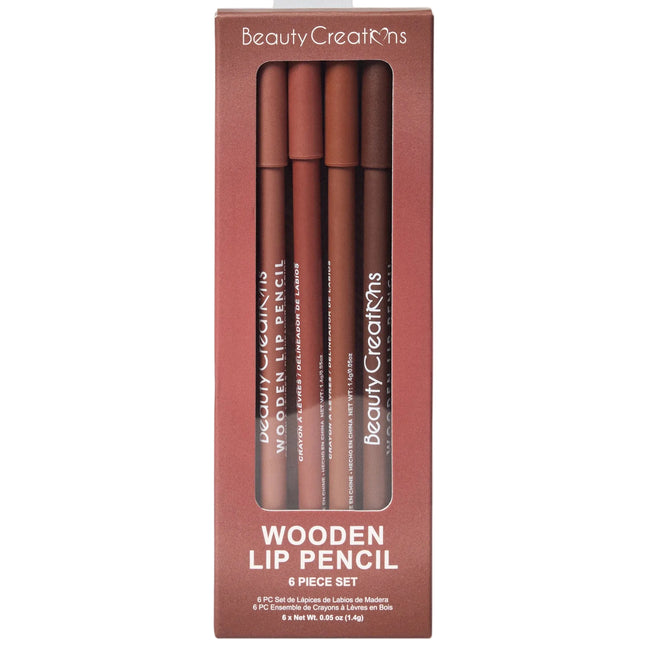 Wooden Lip Pencil Set Beauty Creations – Set de 6