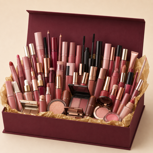 Caja Boutique Lúmina con 30 productos de maquillaje surtidos