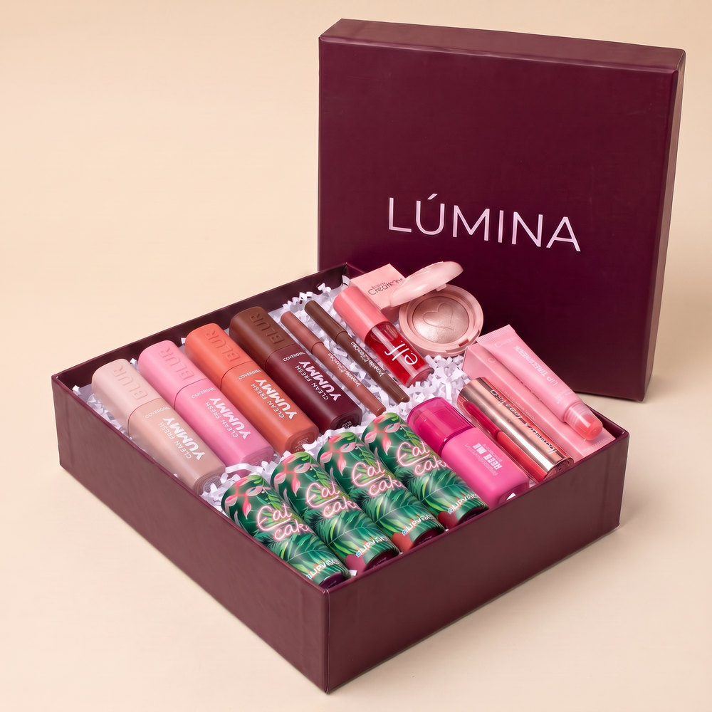 Caja Crece Lúmina con Yummy Blur de tapas según cada tono y Almay surtidos