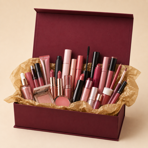 Caja Crece Lúmina con 20 productos de maquillaje surtidos