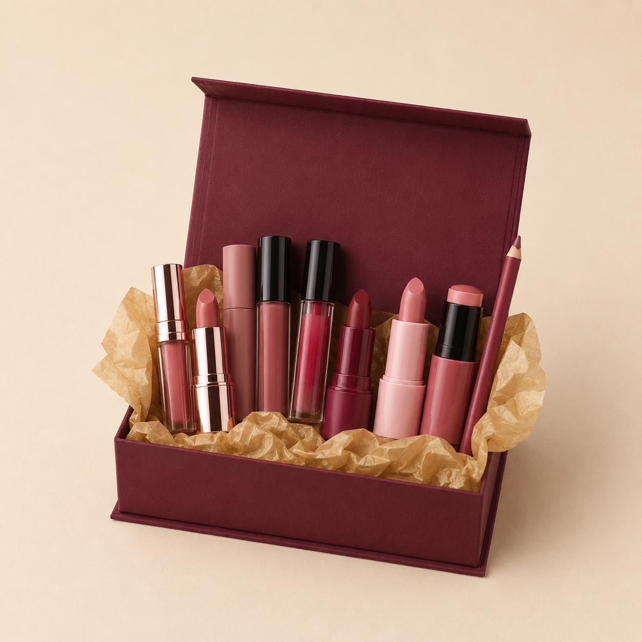 Caja Emprende Lúmina con 10 productos de maquillaje surtidos
