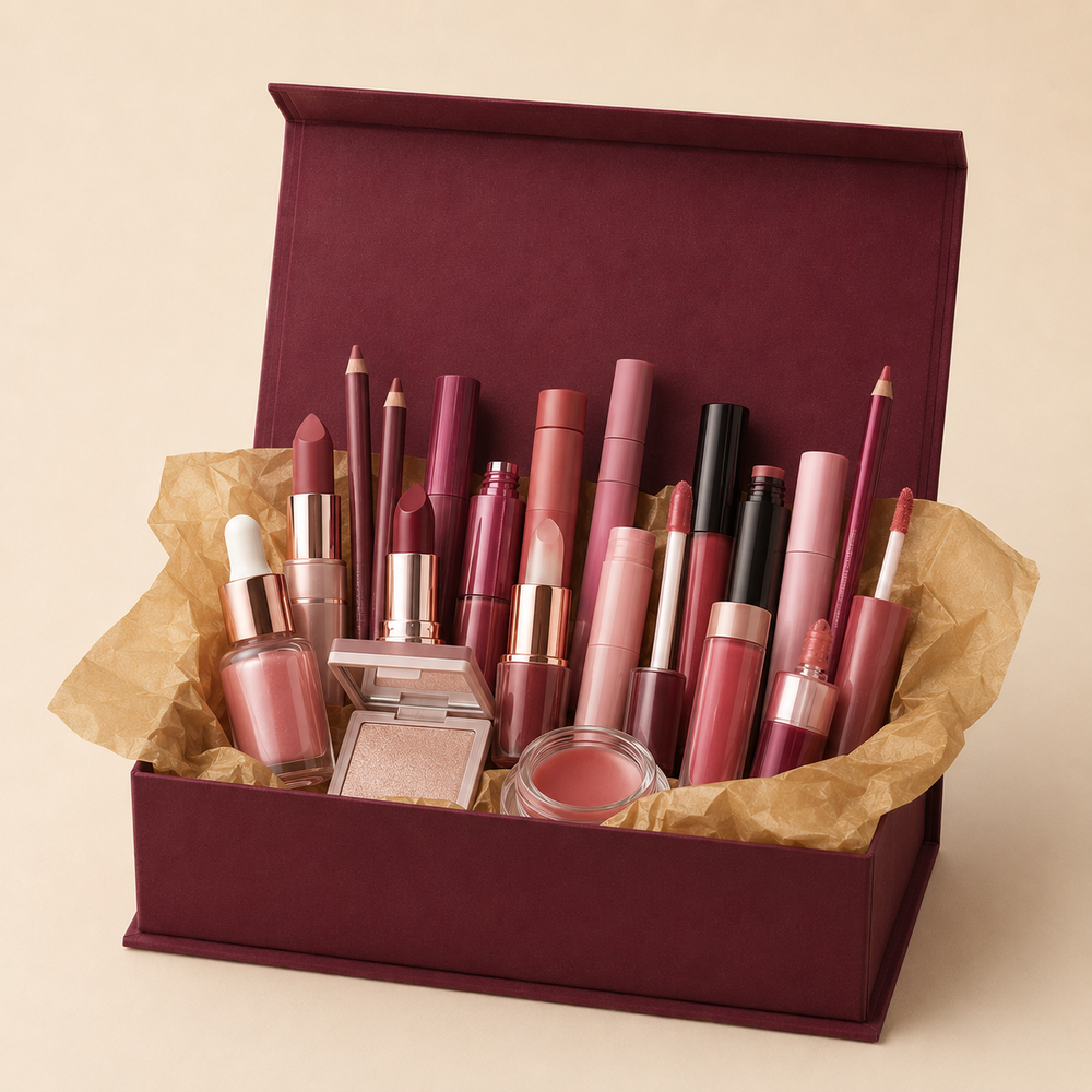 Caja Impulso Lúmina con 15 productos de maquillaje surtidos